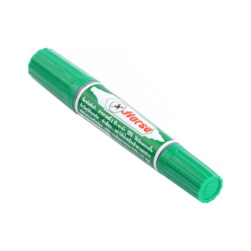 ปากกาเคมี 2 หัว ตราม้า สีเขียว (ด้าม)