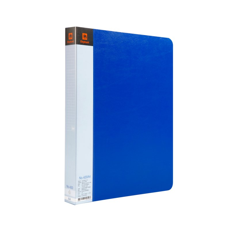 แฟ้ม 2 ห่วง ตราช้าง #420 A4 สีน้ำเงิน (กล่อง12เล่ม)