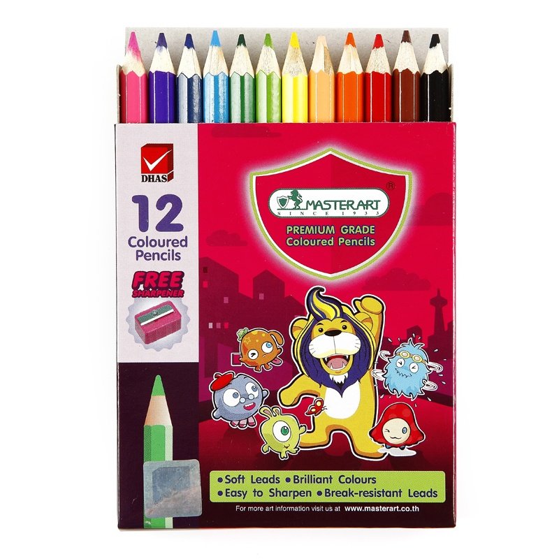 ดินสอสีไม้ 12 สี สั้นMasterArt(แพ็ค12กล่อง)