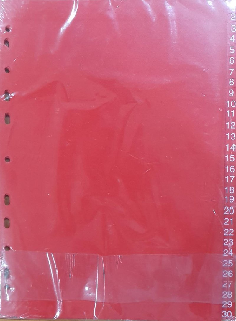  อินเด็กซ์พลาสติก 1-31 A4 สีแดง