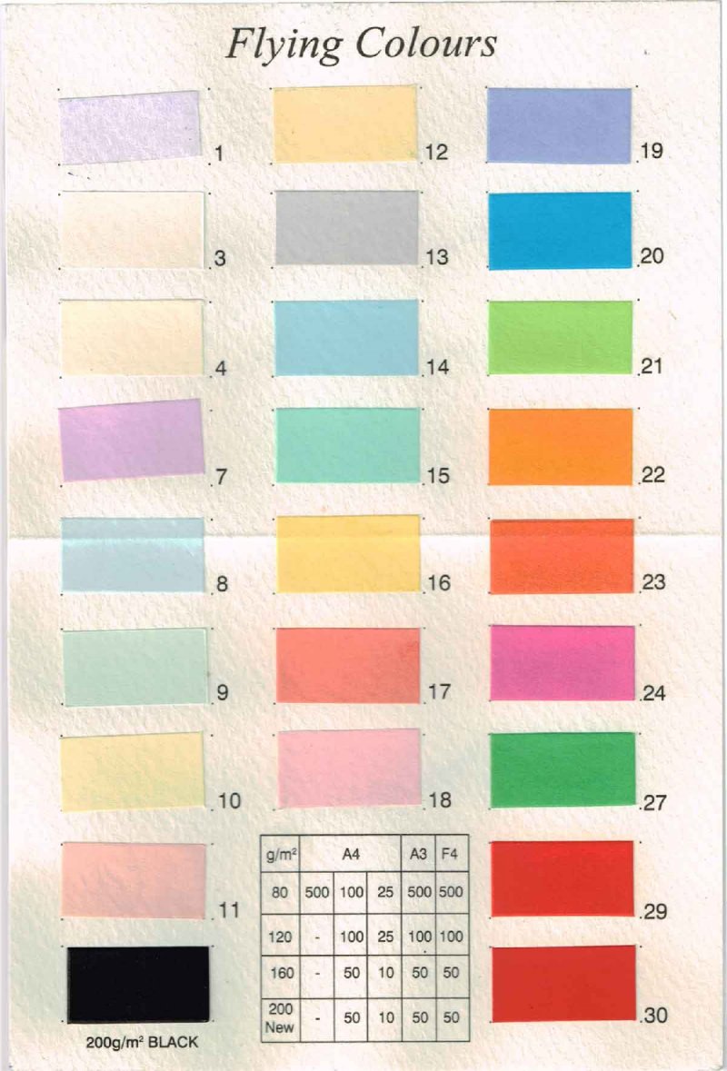 กระดาษการ์ดสี Flying color 120g A4 (100แผ่น)